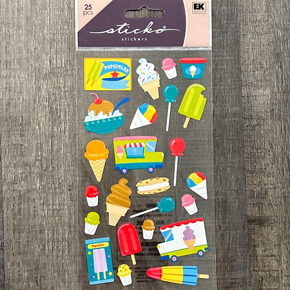 💞 New Ice Cream & Snow Cone Summer Treats Scrapbook Craft Stickers